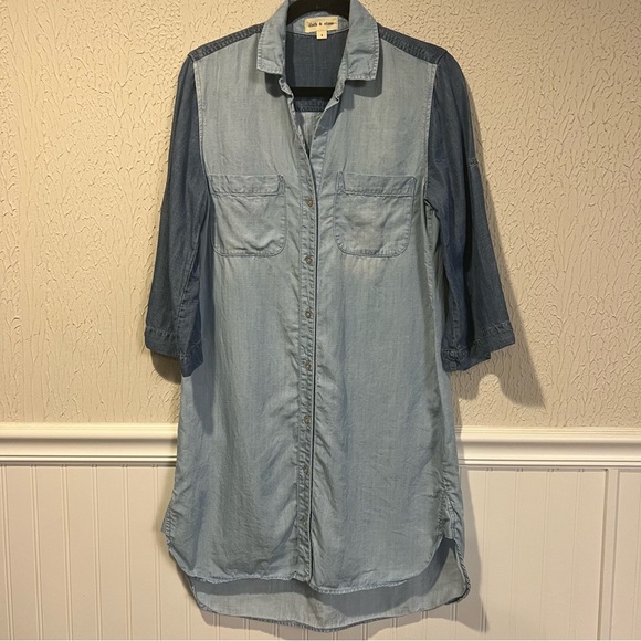 Cloth & Stone Anthropologie two toned Chambray Shirt Dress NO TIE size small - Picture 4 of 15